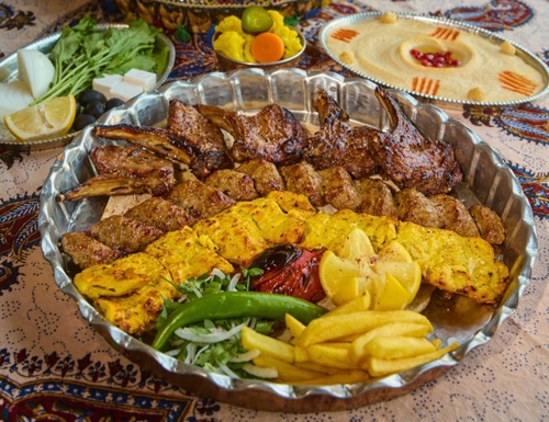 Mix Grill - 1 kebab koobideh  1 jojah kebab 5 pieces of ribs 1 hummus