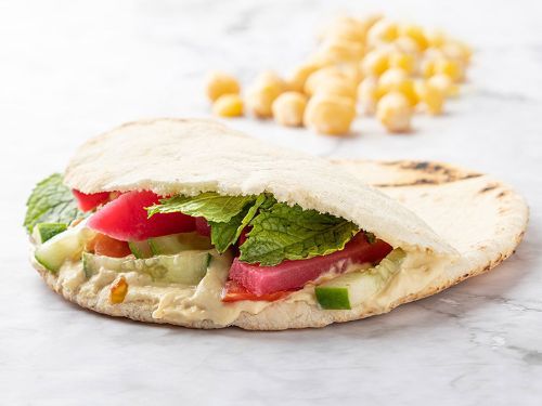 Super Hummus Sandwich - Tahini, salad, pickles, mint and hummus.