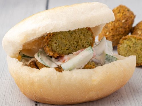 Falafel Sandwich - Falafel with salad.