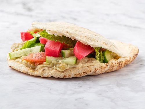 Mesh Bas Falafel - Super Qudsia Sandwich - Hummus, foul, salad, pickles and mint.