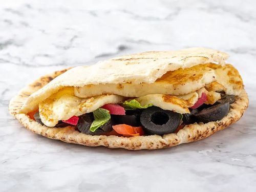 Super Halloumi Cheese Sandwich - Super halloumi cheese, tomatoes, olive, zaatar.