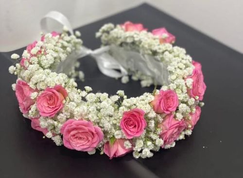 MIXED FLOWER CROWN - BABY ROSES AND GYPSOPHILA