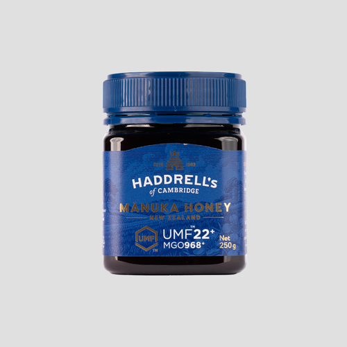 Manuka Honey +22 UMF - Distinguished from regular honey by its high level of methylglyoxal (968 MGO), which has antimicrobial properties against germs and bacteria. It also has a distinctive flavor. Manuka honey 22+ is considered best for young adults. Ingredients: 100% Pure Manuka HoneyBenefits: Treats immune deficiency and colds Helps in resolving gastrointestinal and respiratory problems Aids in fighting stomach bacteria Beneficial for inflammation, stomach ulcers, and colitis Reduces the growth of cancer cells Reduces side effects of chemotherapy Improves brain health and enhances memorySymptoms: Safe for pregnant women and diabetic patients (provided the diabetes is moderate). How to Use: Mix one spoonful with a quarter cup of lukewarm water. Size: 250 gm