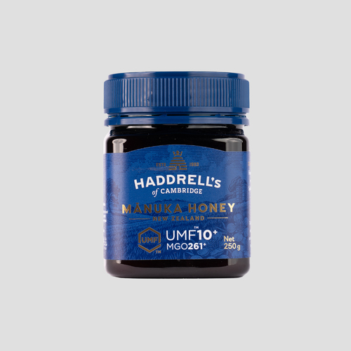 Manuka Honey +10 UMF - Distinguished from regular honey by its high level of methylglyoxal (261 MGO), which has antimicrobial properties against germs and bacteria. It also has a distinctive flavor. Manuka
honey 10+ is considered best for children over one year old. Ingredients: 100% Pure Manuka HoneyBenefits: Treats immune deficiency and colds Helps in resolving gastrointestinal and respiratory problems Aids in fighting stomach bacteria Beneficial for inflammation, stomach ulcers, and colitis Reduces the growth of cancer cells Reduces side effects of chemotherapy Improves brain health and enhances memory Symptoms: Safe for pregnant women and diabetic patients (provided the diabetes is moderate). How to Use: Mix one spoonful with a quarter cup of lukewarm water. Size: 250 gm