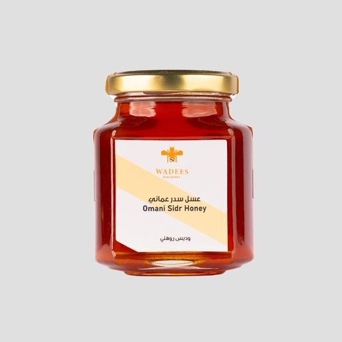 Omani Sidr Honey - This honey is collected from our beehives in the valleys of Oman. It is characterized by a
stronger Sidr fragrance than any other type of honey. Ingredients:
Omani Sidr honey. Benefits: Antibacterial and antifungal properties. Source of energy. Rich in antioxidants.
Symptoms: Not recommended for use by those allergic to honey..
How to Use: Mix one medium tablespoon with a quarter cup of warm water. Size: 275 gm