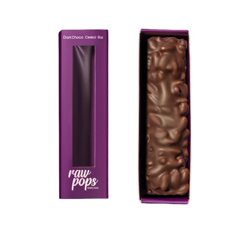 Dark Choco Cereal Bar - Ingredients: Choco cereal, unsweetened white chocolate, unsweetened dark chocolate, cocoa powder, milk solids, erythritol, monk fruit extract Nutrition facts: Serving size 1 bar (33 g ) Calories: 131.2 Fat: 7.2 g Carbohydrates: 18.5 g Fiber: 2.4g Sugar: 1.7 g Added sugar: 0 g Protein: 2.5 g