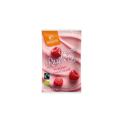Landgarten Organic Raspberries In Berry Chocolate 50gm - Landgarten Organic Raspberries In Berry Chocolate 50gmWeight: 85 gm Origin: Austria