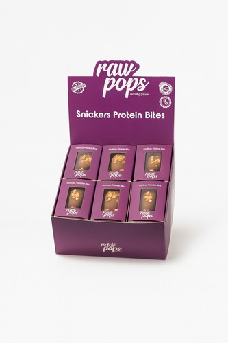 Snickers Protein Bites - 1 packet - each packet 2 pcs Ingredients: Oats , peanut butter, roasted peanuts, salt , unflavored protein powder, unsweetened milk chocolate Serving size 1 bite Nutrition facts: Calories: 118.5 Fat: 7 g Total carbohydrates: 10 g Fiber: 1.1 g Sugar: 1.7 g Added sugar: 0 g Protein: 9 g