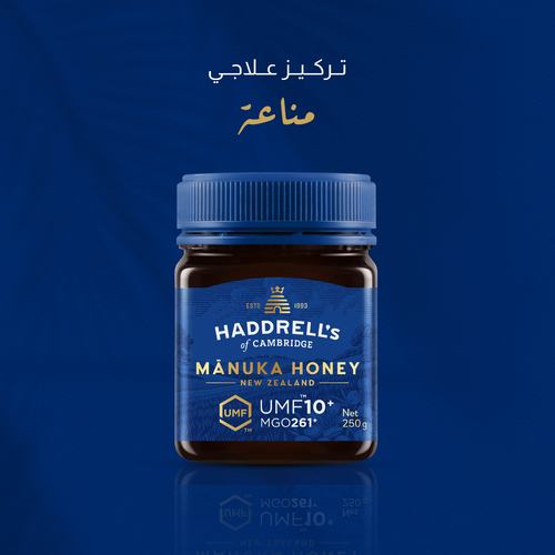 Manuka Honey +10 UMF - Distinguished from regular honey by its high level of methylglyoxal (261 MGO), which has antimicrobial properties against germs and bacteria. It also has a distinctive flavor. Manuka 
honey 10+ is considered best for children over one year old. Ingredients: 100% Pure Manuka HoneyBenefits: Treats immune deficiency and colds Helps in resolving gastrointestinal and respiratory problems Aids in fighting stomach bacteria Beneficial for inflammation, stomach ulcers, and colitis Reduces the growth of cancer cells Reduces side effects of chemotherapy Improves brain health and enhances memory Symptoms: Safe for pregnant women and diabetic patients (provided the diabetes is moderate). How to Use: Mix one spoonful with a quarter cup of lukewarm water. Size: 250 gm