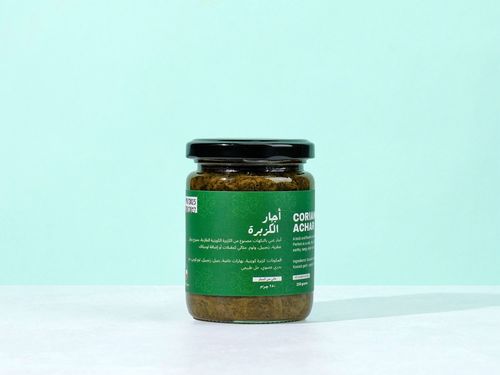 Coriander Achar - Coriander Achar is one of Hop’s signature creations.It features the distinct flavor of coriander with a balanced medium heat.A perfect choice for Kuwaiti dishes
