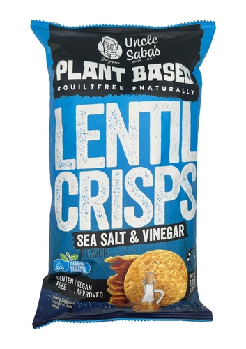 رقائق العدس بطعم ملح البحر والخل - اسم العلامة التجارية: أنكل ساباز بوبادومز 
الوزن: 115 غرام 
المنشأ: ماليزيا