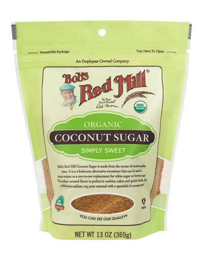 BRM Organic Coconut Sugar - Bob's Red Mill Coconut Sugar is made from the nectar of the palm blossom from the coconut tree. Due to its low glycemic index, the nutrition of coconut sugar makes it a wholesome alternative sweetener that can be used in many recipes as a one-to-one replacement for regular sugar. The mellow caramel flavor of this alternative sweetener is perfect in cookies, cakes, and quick breads. For a delicious breakfast, top your oatmeal with a spoonful of coconut sugar. 
 Ingredients: Organic Coconut Palm Sugar.
&nbsp;Size:369 g