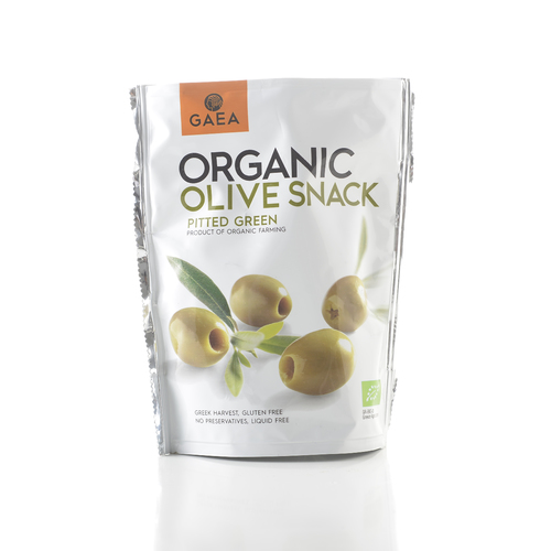 GAEA Organic Pitted Green Olives Snack - GAEA Organic Halkidiki olives are handpicked from organically cultivated trees. They are famous for their crisp flesh and great flavor. Packed in re-sealable, liquid-free packaging to keep olives fresh and full of authentic Greek flavor. Preservative-free. Reduced salt. 
Size65 g