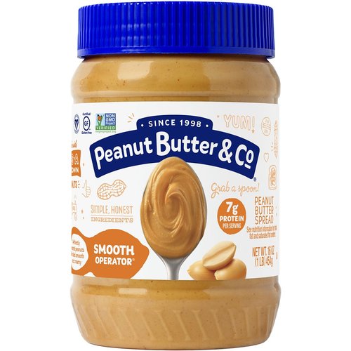 PB GF Smooth Operator - Smooth Operator is our most popular peanut butter spread, made from peanuts blended with a pinch of salt and a touch of cane sugar. We've added a little bit of palm oil to keep the peanut oil from separating so that there is no need to stir. Enjoy in a classic PB&J or grab a spoon and eat it straight from the jar! 
Size:454 g