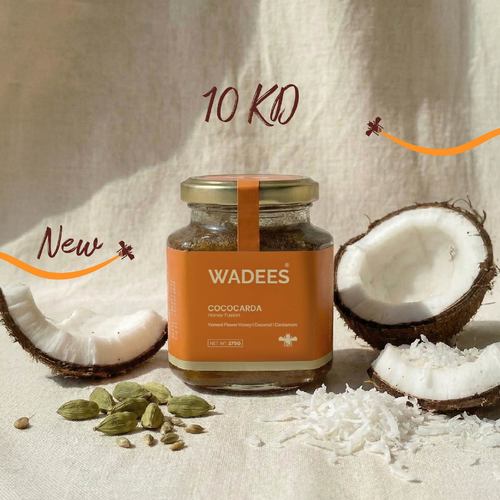 Cococarda - Treat your senses to a luxurious blend of pure Yemeni flower honey infused with coconut and cardamom. The creamy sweetness of the honey meets the warm flavor of coconut and the aromatic touch of cardamom for a rich and distinctive taste experience. Perfect for drinks, desserts, or a daily moment of indulgence
Ingredients:Flower Honey&nbsp;  Coconut&nbsp;  Cardamom
Key BenefitsSupports digestion and helps ease bloating Rich in natural antioxidants Provides anti-inflammatory support Helps uplift mood and may aid memory Contains essential minerals for overall wellness
How to use: Two medium spoons daily&nbsp;
Weight: 275 g