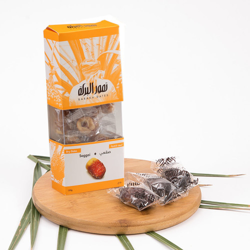 WindowBox - Saggai 150g - “Saggai dates” are characterized by their yellow color on the top, the top part has a dry texture, while the rest of the fruit is brown in color and has a soft texture, with a moderate sweetness. Packed in a box.
