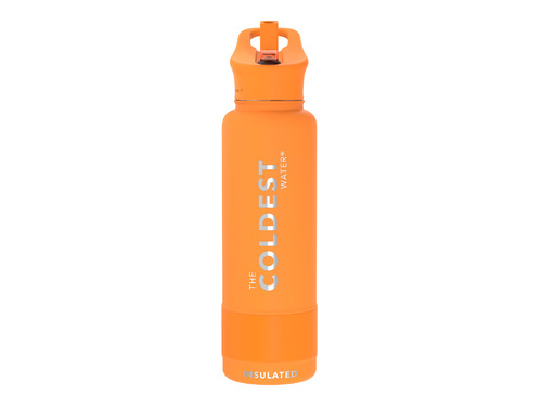 Coldest 1.2 L Sports Bottle | Jupiter Orange - Engineered with triple insulated layers of stainless steel. Fully insulated flip top lid. 36+ Hours Cold, 12+ Hours Hot. Fits big ice cubes. Lightweight. Very strong and solid build. Floats in oceans and pools. Doesn’t leak, doesn’t rust.