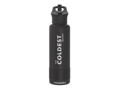 Coldest 1.2 L Sports Bottle | Stealth Black - Engineered with triple insulated layers of stainless steel. Fully insulated flip top lid. 36+ Hours Cold, 12+ Hours Hot. Fits big ice cubes. Lightweight. Very strong and solid build. Floats in oceans and pools. Doesn’t leak, doesn’t rust.