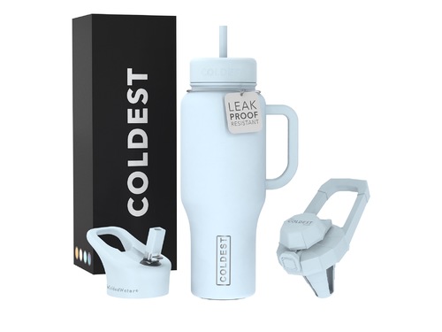 Coldest 1 L limitless | Morning Mist - Fully insulated. It comes with 3 kinds of lids (Sport lid, Sip lid, and Chug
lid) 36+ Hours Cold, 12+ Hours Hot. Fits big ice cubes. Lightweight. Very strong and solid build. Floats in oceans and pools. Doesn’t leak, doesn’t rust.