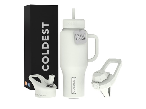 Coldest 1 L limitless | Light Green - Fully insulated. It comes with 3 kinds of lids (Sport lid, Sip lid, and Chug
lid) 36+ Hours Cold, 12+ Hours Hot. Fits big ice cubes. Lightweight. Very strong and solid build. Floats in oceans and pools. Doesn’t leak, doesn’t rust.