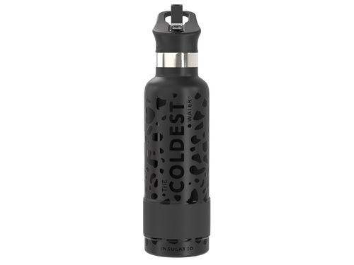 Coldest 620 ml Sports Bottle | Black Leopard - Engineered with triple insulated layers of stainless steel. Fully insulated flip top lid. 36+ Hours Cold, 12+ Hours Hot. Fits big ice cubes. Lightweight. Very strong and solid build. Floats in oceans and pools. Doesn’t leak, doesn’t rust.