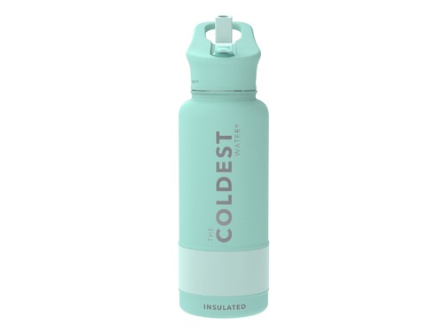 Coldest 950 ml Sports Bottle | Mint Green - Engineered with triple insulated layers of stainless steel. Fully insulated flip top lid. 36+ Hours Cold, 12+ Hours Hot. Fits big ice cubes. Lightweight. Very strong and solid build. Floats in oceans and pools. Doesn’t leak, doesn’t rust