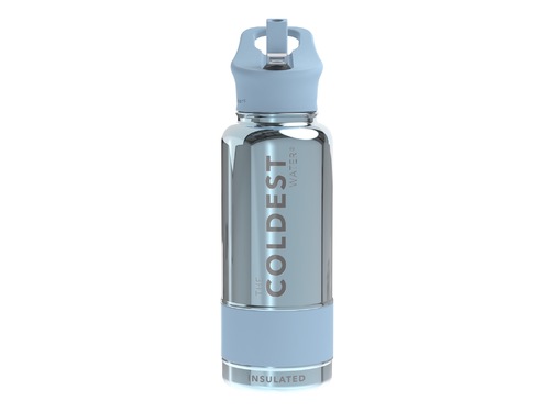 Coldest 950 ml Sports Bottle | Blue Reflections - Engineered with triple insulated layers of stainless steel. Fully insulated flip top lid. 36+ Hours Cold, 12+ Hours Hot. Fits big ice cubes. Lightweight. Very strong and solid build. Floats in oceans and pools. Doesn’t leak, doesn’t rust.