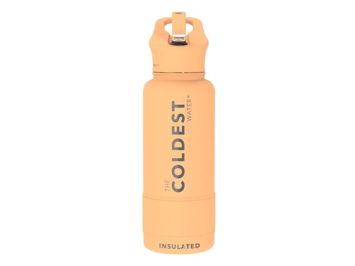 Coldest 950 ml Sports Bottle | Peach - Engineered with triple insulated layers of stainless steel. Fully insulated flip top lid. 36+ Hours Cold, 12+ Hours Hot. Fits big ice cubes. Lightweight. Very strong and solid build. Floats in oceans and pools. Doesn’t leak, doesn’t rust.