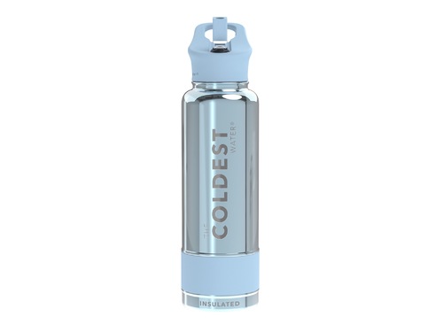 Coldest 1.2 L Sports Bottle | Blue Reflections - Engineered
     with triple insulated layers of stainless steel.
 Fully
     insulated flip top lid.
 36+
     Hours Cold, 12+ Hours Hot.
 Fits
     big ice cubes.
 Lightweight.
 Very
     strong and solid build.
 Floats
     in oceans and pools.
 Doesn’t
     leak, doesn’t rust.