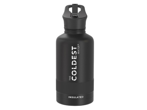 Coldest 1.9 L Sports Bottle | Stealth Black - Engineered with triple insulated layers of stainless steel. Fully insulated flip top lid. 36+ Hours Cold, 12+ Hours Hot. Fits big ice cubes. Lightweight. Very strong and solid build. Floats in oceans and pools. Doesn’t leak, doesn’t rust.