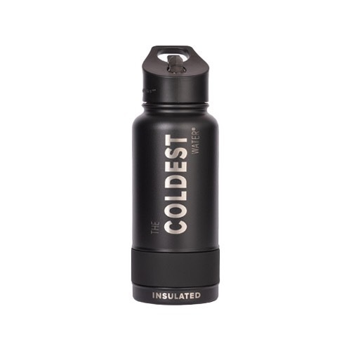 Stealth Black - 950 ML sport Lid Bottle.36+ Hours Cold, 12+ Hours Hot.Rubber grip and big handle.Fits big ice cubes.Lightweight.Very strong and solid build.Floats in oceans and pools.Doesn't leak, Doesn't rust.