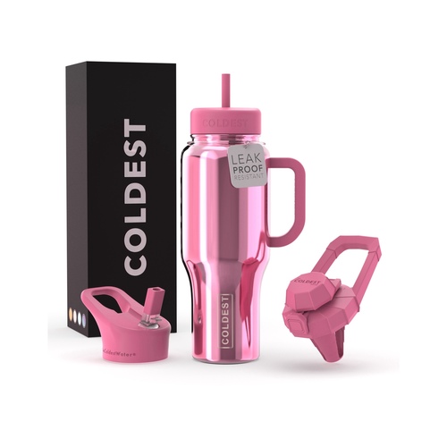 Coldest 1 L limitless | Pink Reflections - Fully insulated. It comes with 3 kinds of lids (Sport lid, Sip lid, and Chug lid) 36+ Hours Cold, 12+ Hours Hot. Fits big ice cubes. Lightweight. Very strong and solid build. Floats in oceans and pools. Doesn’t leak, doesn’t rust.