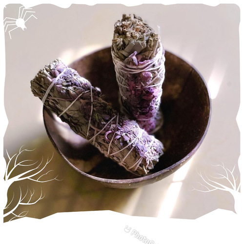 Yasmine Hair Boutique - Lavender + White Sage - SAGE (FOR SMUDGING + AROMATHERAPY) (1 piece) *BENEFITS: -Soothe stress -Improve sleep -Cleanse energy -Improve mental focus *HOW TO USE: 1- Hold your Sage bundle at a 45 angle. Ignite for a few seconds while rotating the bundle. Blow it out quickly if it catches fire. 2- Waft the smoke around your space to clear negative energies and invite peace & positivity.  3- To lengthen burn time, blow on the embers. When finished place your Sage bundle tip down in a ceramic bowl or shell. *PLEASE NOTE: Sage will not continue to burn on it's own. To keep it burning, lighlty blow on