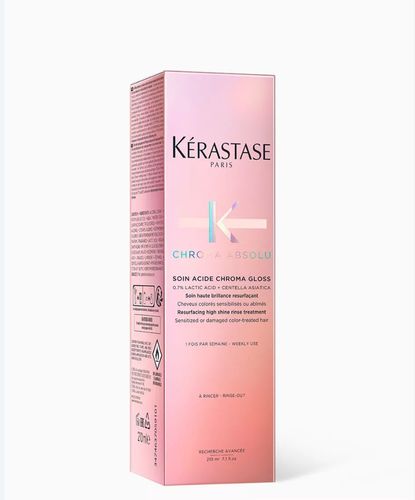 ياسمين هير بوتيك  - Kérastase Chroma Absolu 210 ml - Kérastase Chroma Absolu Soin Acide Chroma Gloss 210ml The high hair gloss strengthens and seals the surface of the hair fiber to protect color and leave a high-shine finish.Bring the professional Salon DNA to your at-home routine and extend the life of your stunning post-salon hair color.When the formula mixes with water.it transforms into a luxurious,creamy texture that fully coats protects the hair.