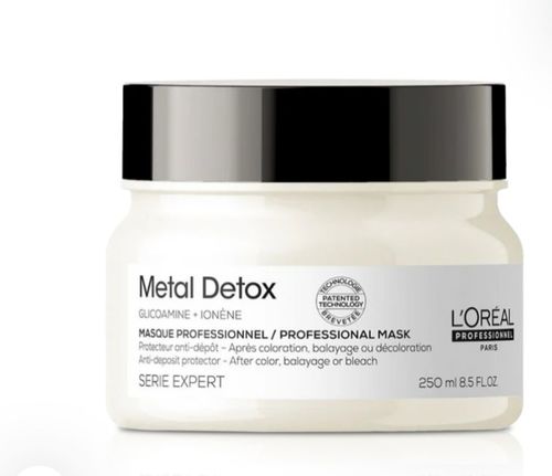 Metal Detol Masque 250ml - Metal Detox Hair Mask, For Colored And Damaged Hair 
 
  [METAL INSIDE THE FIBER]:  Creates both a risk of breakage and negatively impacts color results. [ANTI-DEPOSIT]: protects the fiber from particle  deposits after any color, balayage or lightening services. [MAINTAIN COLOR VIBRANCY]: Hair is less