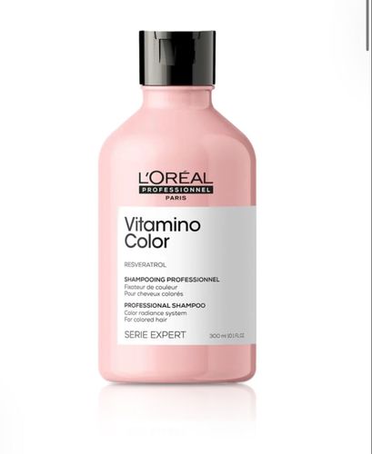 L;oreal Vitamino Color Shampoo 300ml - Vitamino Color Shampoo 300ml 
  Professional shampoo designed to make your colour last longer,  for up to 8 weeks.* 6 TIMES MORE SHINE Hair colour appears brighter, more radiant and shiny