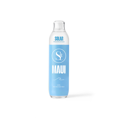 MAUI MIST 100ML - MAUI HAIR AND BODY MIST 100ML 3.38FLOZ TOP NOTES : AQUATIC MUSK, SUGARED RUM MIDDLE NOTES : BLUE PLUM, LIME-ZEST BASE NOTES : CEDAR WOOD, PATCHOULI * IMPORTANT SHAKE BEFORE USE * * DO NOT SPRAY ON CLOTHES * INGREDIENTS : ROSE WATER, FRAGRANCE OIL.