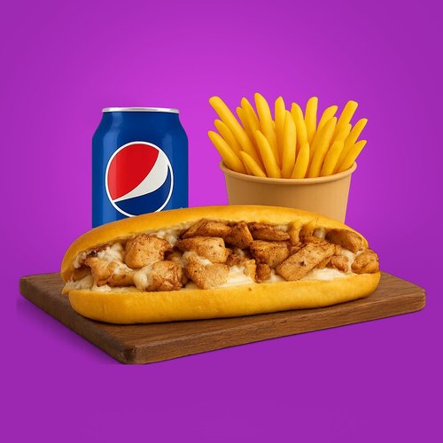 Original Chicken - Grilled chicken,grilled onion, white cheese ,mayo
with fries and drink