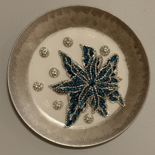 Wall Decor Plate Blue gem flower