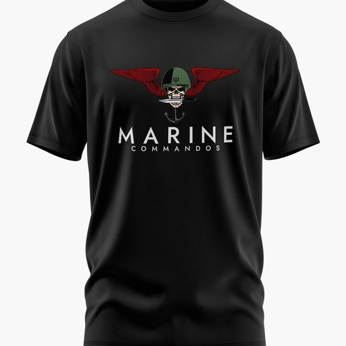 Gym Shop  - blalck t-shirt  MARINE