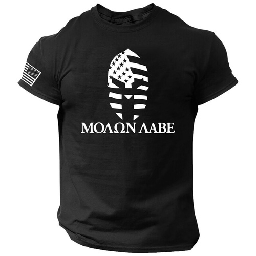 Gym Shop  - black t-shirt spartan face