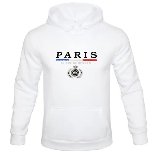 white hoodie PARIS