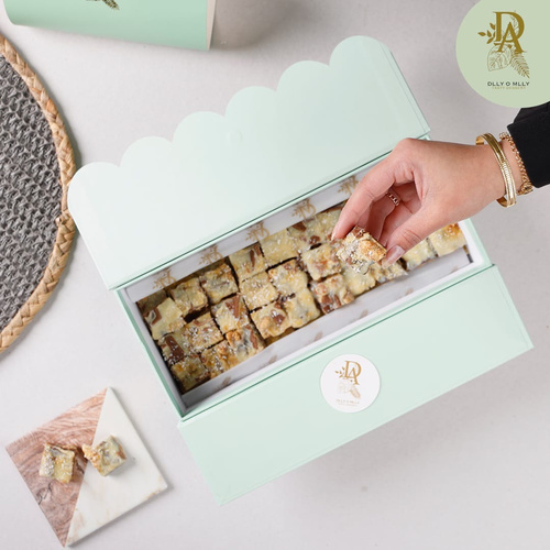 Large Size Chocolate Cubes - Biscuits and Chocolate With Nuts and sauce and a Little Coconut 64 Pieces