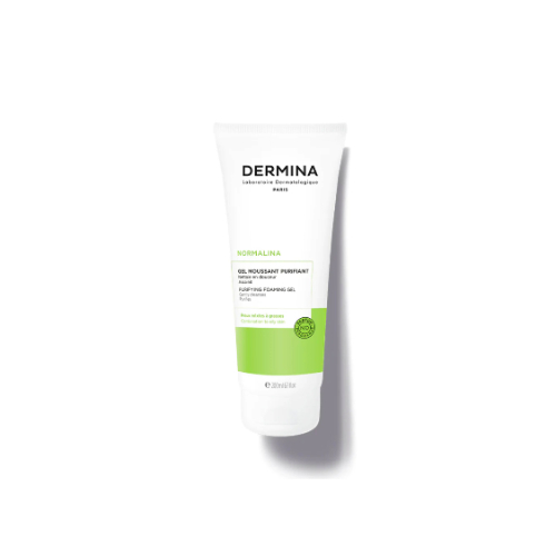 Clear Pharmacy - Dermina Normalina Purifying Foaming Gel 200ml - cleans the skin and purifies it from impurities, It help rebalance sebum secretion and tighten pores to restore radiance and smoothness to the face without drying the skin thanks to its ingredients, Suitable for oily and even sensitive skin.