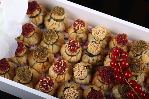 savory boksha in white tray