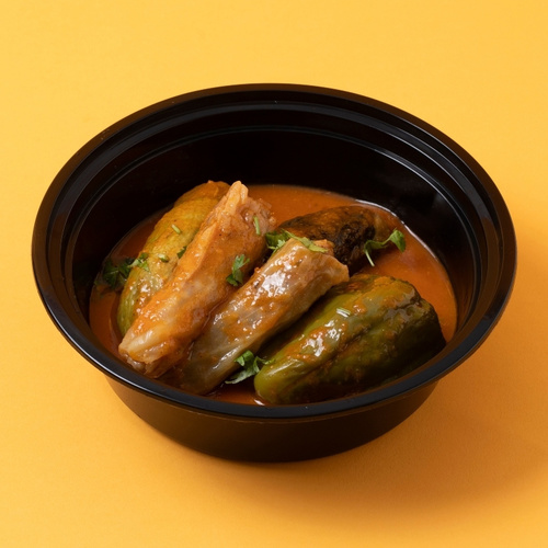 Mixed Mahashi - Assorted stuffed vegetables: pepper, eggplant, cabbage, and zucchini