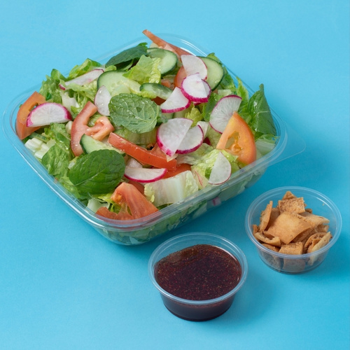 Fattoush Salad - Fresh Fattoush salad served with special dressing and toasted bread