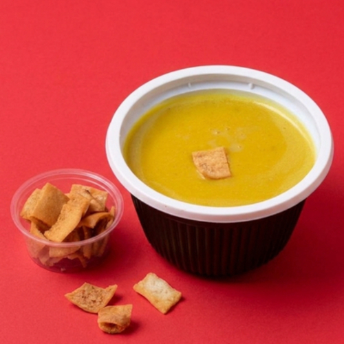 Lentil Soup - Traditional lentil soup served with toasted bread