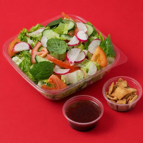 Fattoush Salad - Fresh Fattoush salad served with special dressing and toasted bread