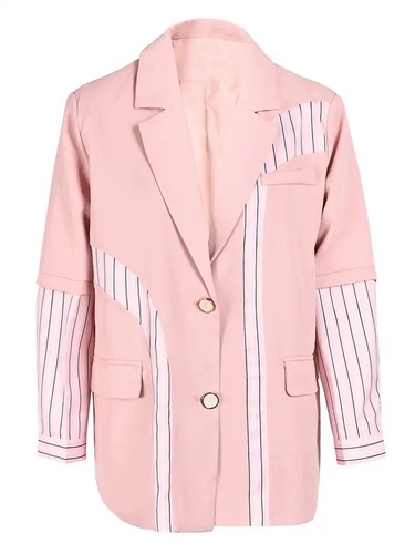 Pink blazer - Pink blazer with stripe shirt in sleeves good for all times